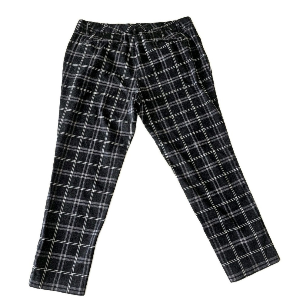 Worthington Plaid Black &‎ White Ankle Crop Pants 10 Midrise Comfortable Stretch